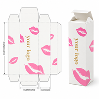 Boîte pliante en carton blanc avec fermeture à rabat et logo en feuille d'or pour gloss à lèvres, rouge à lèvres, cosmétiques et produits de beauté