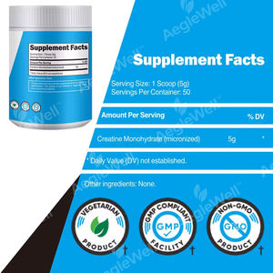 Aeglewell Marque Privée Poudre de Créatine Monohydrate Pure Halal Pureté 99% pour la Construction Musculaire Poudre de Créatine Pré-Entraînement - Product Image 2