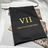 Sac à poussière en satin noir de luxe de grande taille 12*16'' pour le rangement des cosmétiques, l'emballage des chaussures, des chapeaux, sac à poussière personnalisé en satin avec cordon de serrage