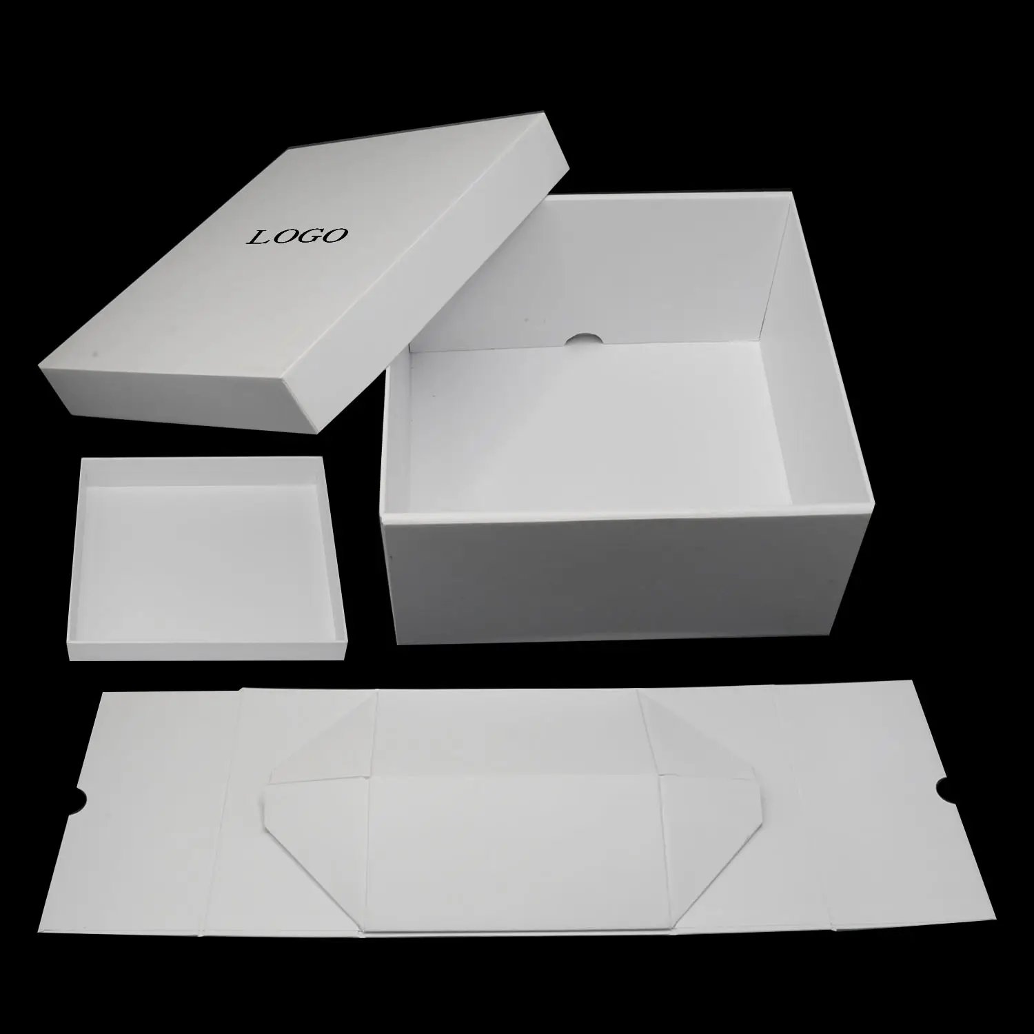 Custom Logo White Luxury Rigid Hard Cardboard Gift Makeup Box Packaging Cosmetic Foldable Lid And Base Folding Paper Box