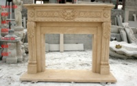 Cheminées autoportantes en marbre beige égyptien, sculptées à la main, en pierre naturelle, pour décoration intérieure de villas, en stock