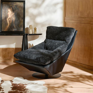 Fauteuil simple moderne de designer, inclinable et pivotant, pour salon, chaise de loisirs, structure confortable, siège pour la maison - Product Image 2