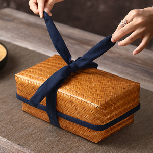 Handmade <b>Bamboo</b> Woven Storage Box Rectangle Natural Material For Neatening And Storage Japanese Style Decorative Basket - Product Image 3
