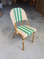 Fait à la main Patio extérieur Bistro tissage Plaid motif jardin dîner aluminium métal PE nordique rotin chaise