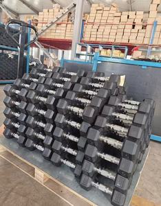 Trọng lượng quả tạ đen cao su lục giác quả tạ phòng tập thể dục sử dụng giá rẻ Hex cao su tráng quả tạ đặt - Product Image 5