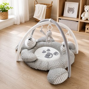 <span class=keywords><strong>Tapis</strong></span> d'éveil <span class=keywords><strong>de</strong></span> luxe gris en minky pour bébé, <span class=keywords><strong>tapis</strong></span> <span class=keywords><strong>de</strong></span> jeu rembourré en forme d'ours en peluche, centre d'apprentissage sensoriel <span class=keywords><strong>de</strong></span> style nordique, cadeau pour nouveau-né - Product Image 1