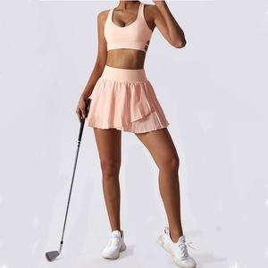 Conjunto Deportivo Nuevo de Fabricante para Mujer, Ropa Deportiva Informal para Gimnasio, Falda de Tenis Plisada de Cintura Alta, Conjunto de Dos Piezas - Product Image 3