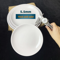 Assiettes en mélamine blanches de 22 pouces, assiettes plates pour la restauration rapide, service hôtelier traditionnel, assiettes rondes incassables et durables