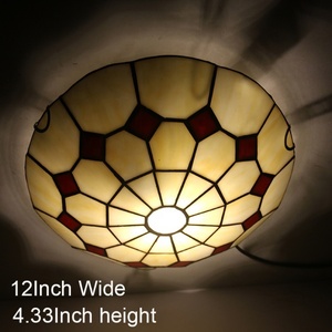LongHuiJing 12 Inch Stained Glass Flush Mount Lamps Handmade Tiffany Style Two-<b>light</b> Flush Mount Ceiling <b>Light</b> Home Table Lamp - Product Image 2