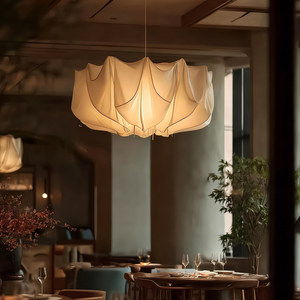 Lustre de style japonais Wabi Sabi, diamètre 60 cm 80 cm, luminaire suspendu rond blanc pour salle à manger, décoration intérieure - Product Image 4