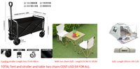 Véhicule de camping en plein air pliable portable grande poussette de luxe pour animaux de compagnie chien poussette Table chaise en bois massif pliable Egg Roll Table