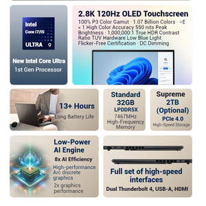 Ordinateur portable <span class=keywords><strong>Asus</strong></span> Zenbook 14 à double écran, 14 pouces, écran tactile OLED 2,8K pliable, Ultra9, ordinateur portable - Product Image 3