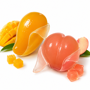 Bonbons gélifiés en gros en forme de mangue et pêche, pelables, fournis directement par l'usine, nouveauté, bonbons gélifiés mous en forme de fruits, Halal, personnalisables OEM - Product Image 3