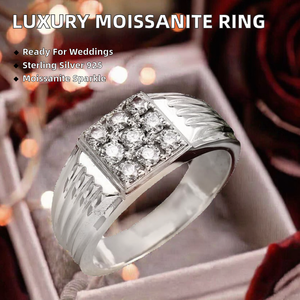 Bague de Fiançailles et de Mariage Unisexe en Argent Sterling 925 de Qualité Supérieure, Nouvelle Tendance, Luxe, Moissanite, Sertissage à Griffes, 8 Grammes, Certifiée par un tiers - Product Image 2