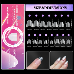 300 Uñas Postizas Transparentes de Color para Mujer, Cubierta Completa, Cuadradas, Lisas, sin Costuras, 15 Tamaños - Product Image 3