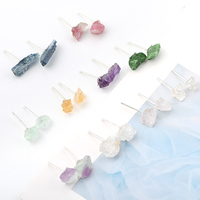 Boucles d'oreilles en cristal de guérison naturel irrégulier Druzy, boucles d'oreilles en argent, boucles d'oreilles en cristal 925 Sterling