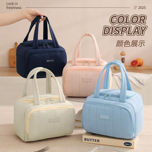 กระเป๋าใส่อาหารกลางวันเบลเลียนแบบหุ้มฉนวนความจุขนาดใหญ่แบบพกพาสำหรับนักเรียนพนักงานออฟฟิศเดินทางไปทำงานฤดูร้อนปี 2025 - Product Image 1