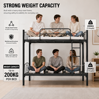 Lit superposé moderne en fer, directement de l'usine, cadre de lit en métal double, lit mezzanine gain de place pour la maison, le dortoir ou l'hôtel - En promotion