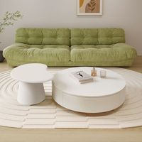 Mesa auxiliar de té de madera maciza de alta calidad de anidamiento blanco minimalista juego de mesa de centro moderna redonda para sala de estar con almacenamiento
