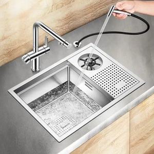 Asras SUS304 fregadero de cocina hecho a mano taza enjuagadora rociador de agua grifo de cocina fabricante 5338X diseño gráfico moderno cepillado - Product Image 5