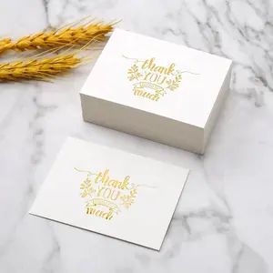 100 pièces/sac populaire chaud personnalisé en gros Spot feuille d'or cartes de remerciement <span class=keywords><strong>pour</strong></span> mariage vacances emballage cadeau main Message décoration - Product Image 4
