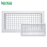Grille d'aération murale carrée moderne en aluminium à double déflection avec lame réglable pour CVC