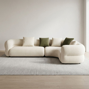 L-Shape Modular Sectional Vacuum Compressed <b>Sofa</b> Set, Corduroy High Resilience Foam Modern Sectional Couch Hotel - Product Image 2