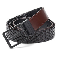 Ceinture en cuir de vachette unisexe personnalisée avec logo, boucle à ardillon en alliage, style vintage tressé, imperméable et respirante