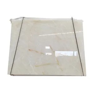 Free Sample White Onyx Slate and Marble Floor Tiles Wholesale White Onyx with Gold Vein