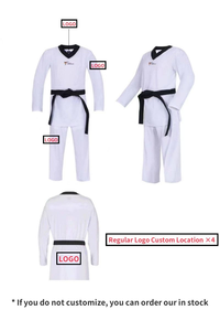 Competición de alta tecnología <span class=keywords><strong>Taekwondo</strong></span> <span class=keywords><strong>Dobok</strong></span> con logotipo personalizado NUEVO WT Uniforme de <span class=keywords><strong>Taekwondo</strong></span> de Spandex blanco para entrenamiento - Product Image 6