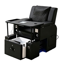 Fauteuil de massage électrique inclinable en cuir véritable pour manucure, soins capillaires, spa des pieds, permanente, coloration, et table d'appoint pour tatouage