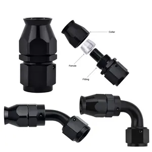 Haofa Standard AN fittings Connectors 10AN 8AN 6AN Straight 45/90/180 degree PTFE Hose End Fitting Black for E85 PTFE Hose