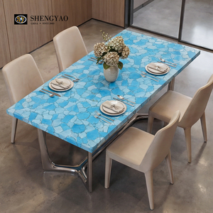 <span class=keywords><strong>Encimera</strong></span> de Piedra Semipreciosa <span class=keywords><strong>Turquesa</strong></span> <span class=keywords><strong>Azul</strong></span> de Alta Gama Personalizada para Mesa de Comedor, Isla de <span class=keywords><strong>Cocina</strong></span> - Product Image 6