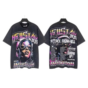 Conjunto de Camiseta y Pantalones Cortos de Punto NFC Hell High Street Fashion, Unisex, 100% Algodón, Corte Holgado, Transpirable, Antiarrugas, Estilo Hip Hop - Product Image 2