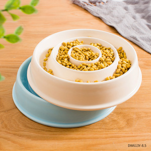 Bol à alimentation lente personnalisable pour animaux de compagnie 21,8 cm beige bleu céramique anti-étouffement pour chiens et chats - Product Image 3