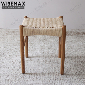 WISEMAX mobili minimalisti <span class=keywords><strong>in</strong></span> stile nordico moderno sgabello quadrato <span class=keywords><strong>in</strong></span> <span class=keywords><strong>legno</strong></span> massello sedia a panchina <span class=keywords><strong>con</strong></span> seduta <span class=keywords><strong>in</strong></span> corda per Bar e Bar uso - Product Image 4