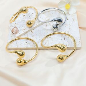 Yuhui Titanium Steel Bangle Water Drop Shape 18K Gold Plated <b>Adjustable</b> Women's Jewelry Party Fashion <b>Bracelet</b> - Product Image 2