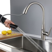 Robinet de cuisine intelligent monocommande extractible chaud-froid avec capteur, en acier inoxydable 304, cartouche céramique, rétractable, à poser sur comptoir
