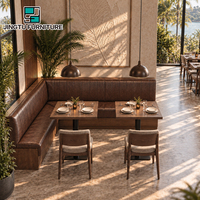 Ensemble de sièges de restaurant en forme de L, table à manger en bois, ensemble de sièges en cuir PU, personnalisable, OEM, ODM, fabricant et fournisseur en gros, Chine