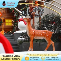 Sculpture de cerf grandeur nature personnalisée pour extérieur, décoration en fibre de verre et résine, statue de renne pour les fêtes de Noël