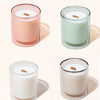 Pot à bougie en verre transparent de luxe personnalisé avec couvercle en liège naturel et emballage en boîte cadeau cylindrique pour la décoration de la maison, les mariages et l'aromathérapie
