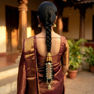 Luxury Bridal Paranda Traditional Hair Tassel Pearl Chain Hair <b>Accessory</b> Wedding <b>Braid</b> Ornament for Women Festival Wear - Product Image 1