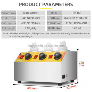 เครื่องทำซอสช็อคโกแลตไฟฟ้า220V/110V-50Hz/60Hz ขวดซอส3ขวดบีบเครื่องปรุง - Product Image 6