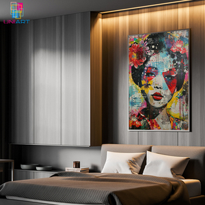 UNIART Banksy femme <span class=keywords><strong>japonaise</strong></span> toile <span class=keywords><strong>peinture</strong></span> accrocheur graffiti décoration murale cadeau parfait pour les amateurs de culture amoureuse - Product Image 5