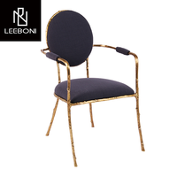 Chaises de salle à manger modernes en acier inoxydable avec cadre doré Mobilier de salle à manger en tissu de luxe design italien