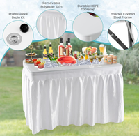 Table de refroidisseur de glace en plastique blanc de 120cm avec évier et jupe amovible
