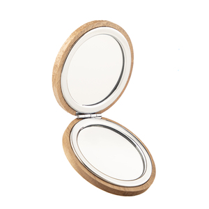 Miroir compact rond en bois d'acacia naturel de 65 mm avec logo personnalisé, double face, verre HD, mini miroir de maquillage pour sac à main, vente en gros, bois naturel - Product Image 6