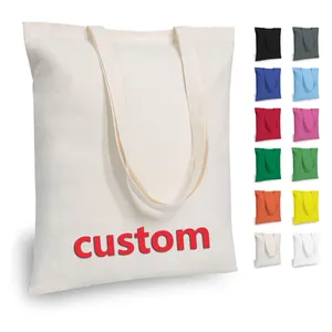 Printable Logo Sublimation Tote Bags Blank Customizable Size Solid Color Canvas Tote Bag Cotton Plain Canvas Shoulder Bag Mini