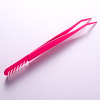 Pince à cils personnalisée avec logo, design pointu, antistatique, durable, en acier inoxydable, or rose, peigne à cils et sourcils, 10 mm