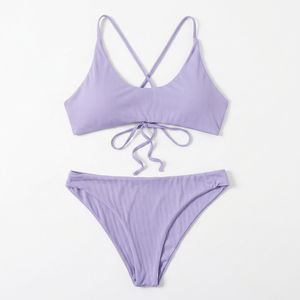 Conjunto de Bikini Triangular para Mujer de Alta Calidad, Más Vendido, con Logotipo Frontal, Ligero, Transpirable, de Secado Rápido, Spandex/Nylon, Cuello en V Profundo - Product Image 1